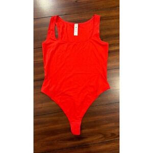 Lululemon Wundermost Ultra Soft Nulu Square Neck Bodysuit Red Medium